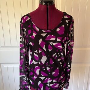 New with tags - Calvin Klein Women's Sheer Top - Black and Purple and black